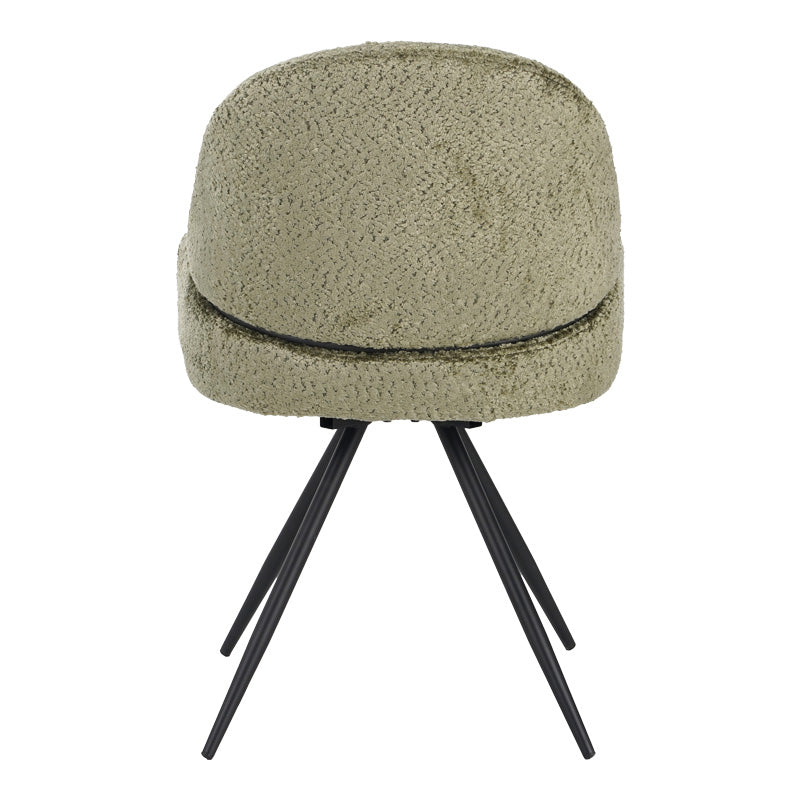 Въртящ се стол Morea  букле в маслиненозелен цвят с черни метални крака 55x63.5x89.5cm