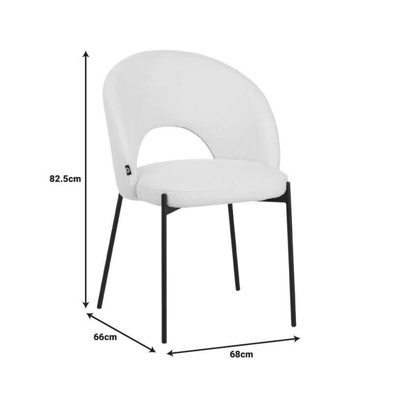 Стол Masebo  букле плат в черен цвят с черни метални крака 48x58.5x82см