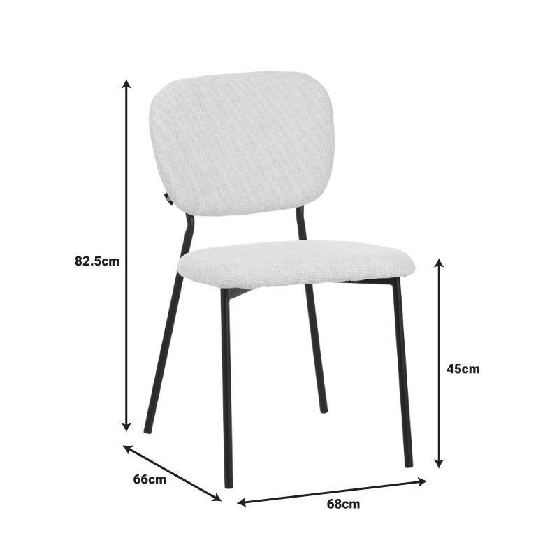 Стол CATHAIR букле плат в бежово зелен цвят с черни метални крака 68x66x82.5cm