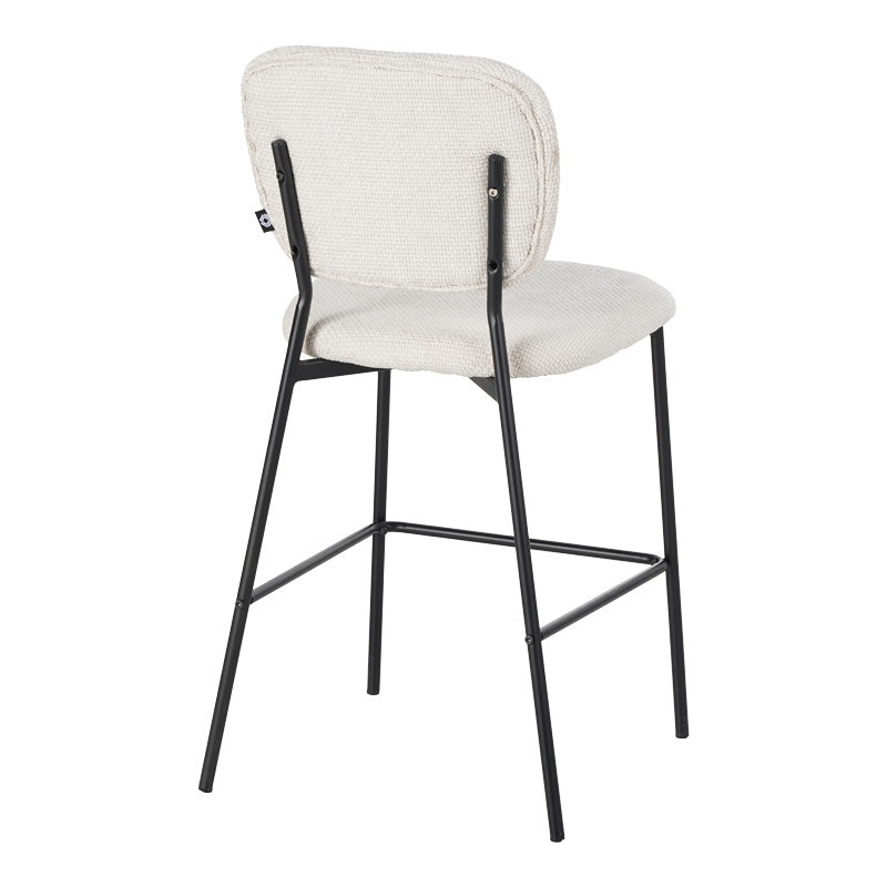 Бар стол Cathair  букле плат в бежов цвят с черни метални крака 48x54x100см