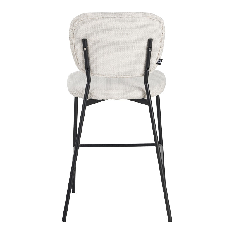 Бар стол Cathair  букле плат в бежов цвят с черни метални крака 48x54x100см