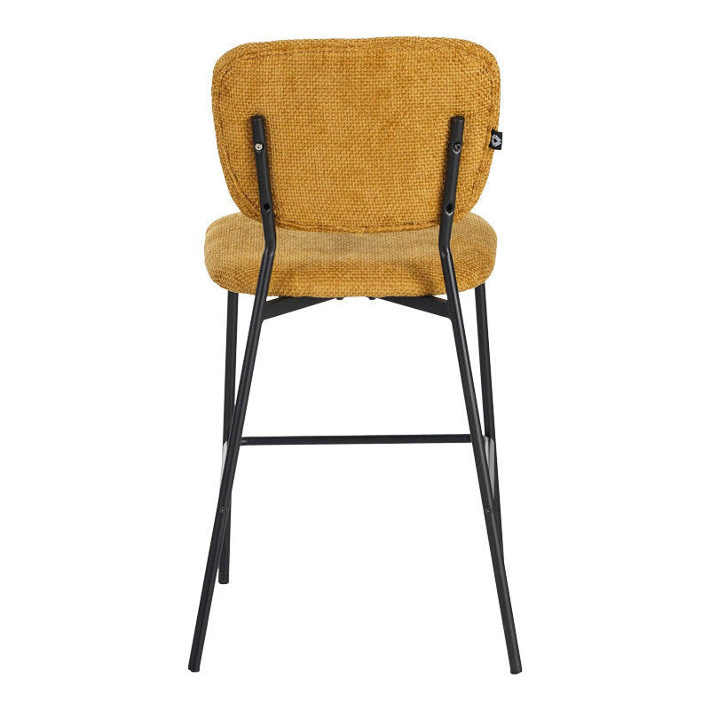 Бар стол Cathair  букле плат в цвят тампа с черни метални крака 48x54x100см