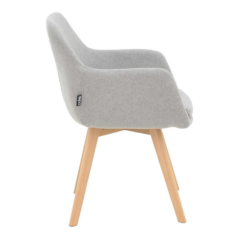 Фотьойл Safira дамаска в сив цвят с дървен крак в естествен цвят 57x58x84см