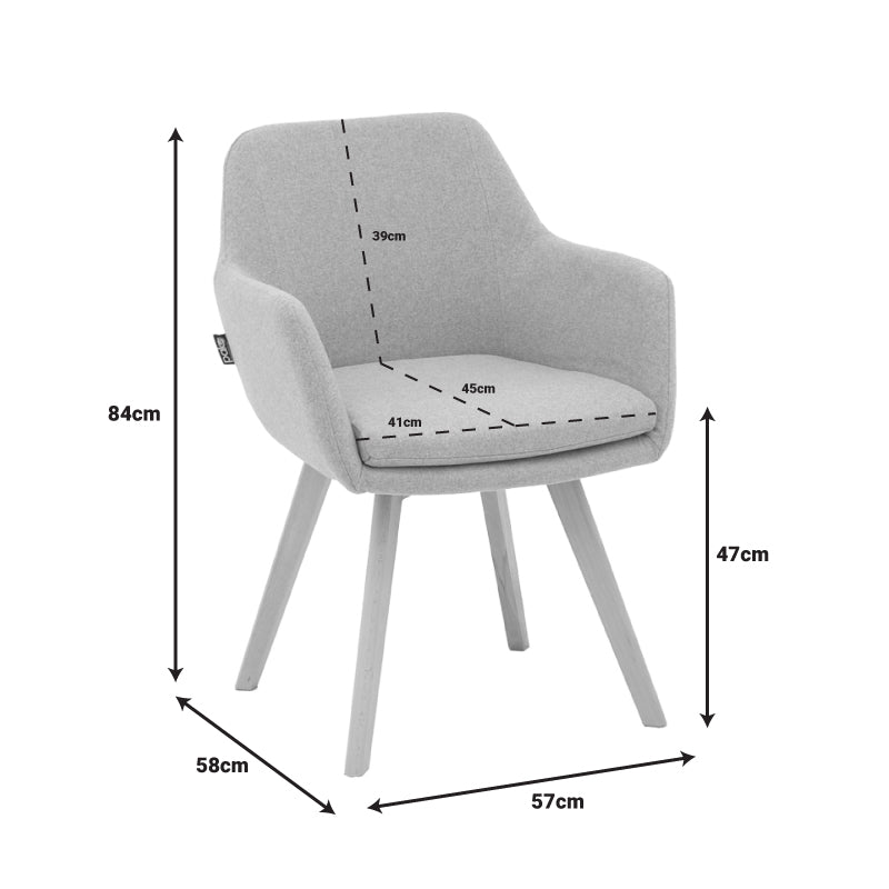 Фотьойл Safira дамаска в сив цвят с дървен крак в естествен цвят 57x58x84см