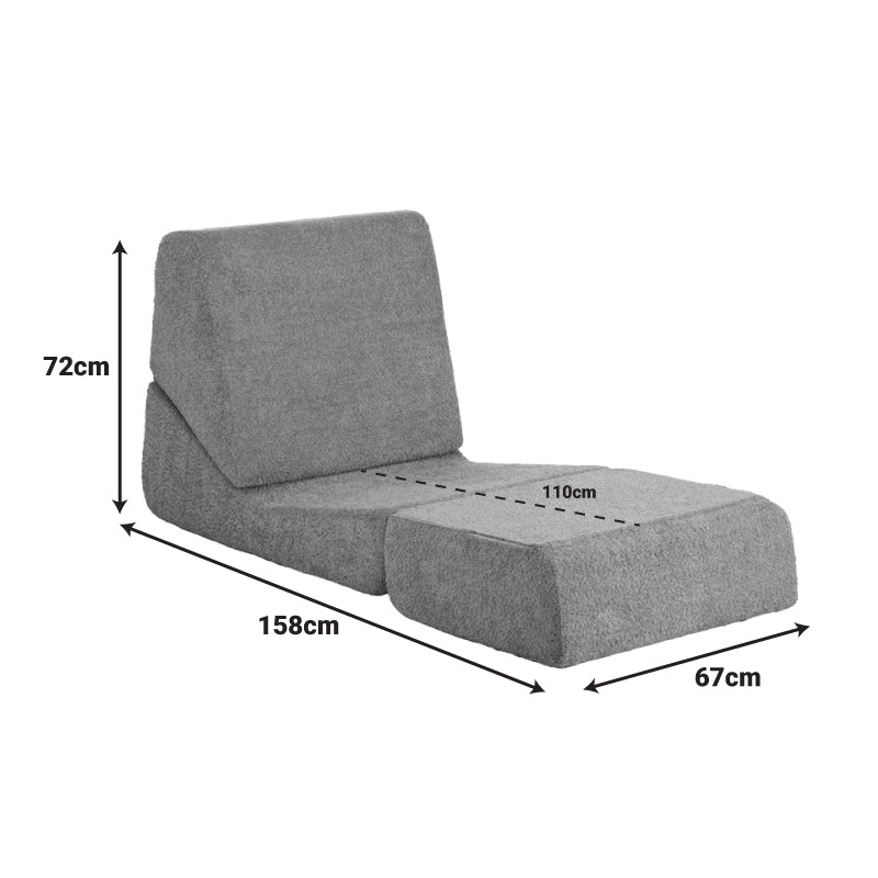 Фотьойл-легло ferderina плат в тъмно сив цвят 66x102x73см