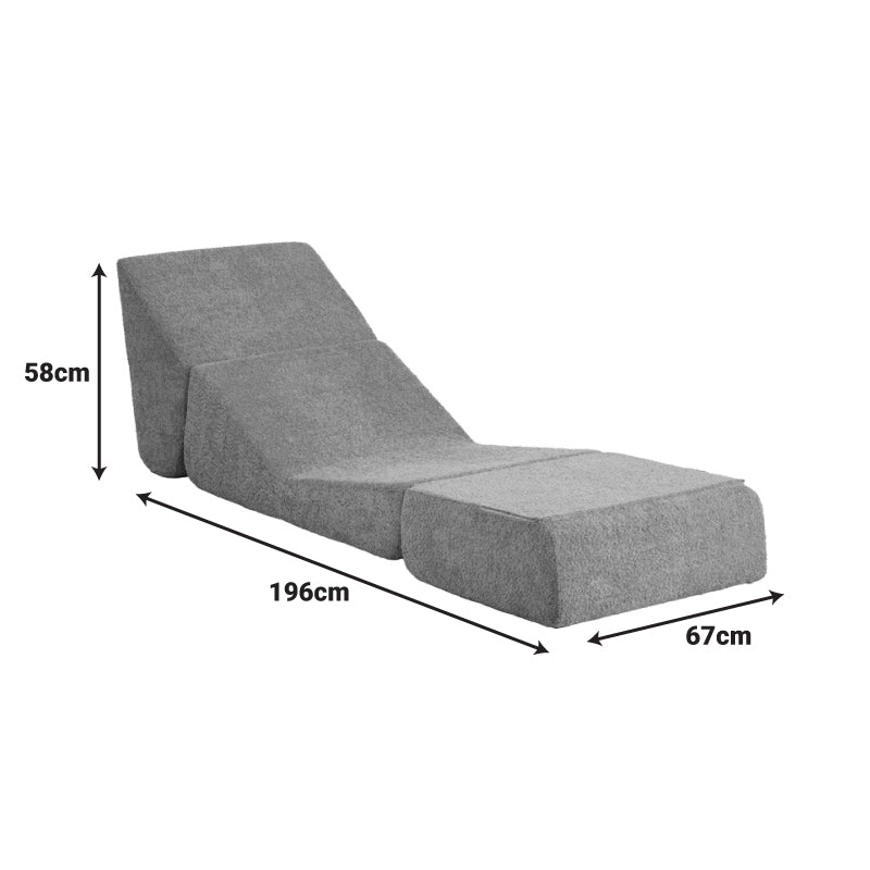 Фотьойл-легло ferderina плат в светло сив цвят 66x102x73см