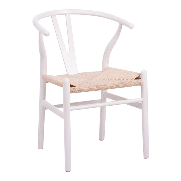 Стол WISHBONE каучуково дърво-въже в бял нюанс 60x51x80см