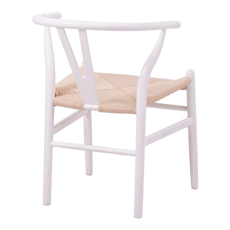 Стол WISHBONE каучуково дърво-въже в бял нюанс 60x51x80см