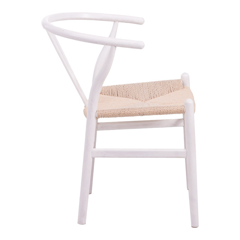 Стол WISHBONE каучуково дърво-въже в бял нюанс 60x51x80см