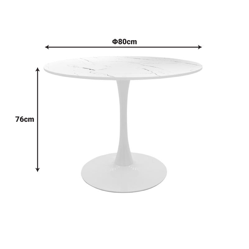 Mаса Balou mdf в бяло с мраморна визия d80x76см