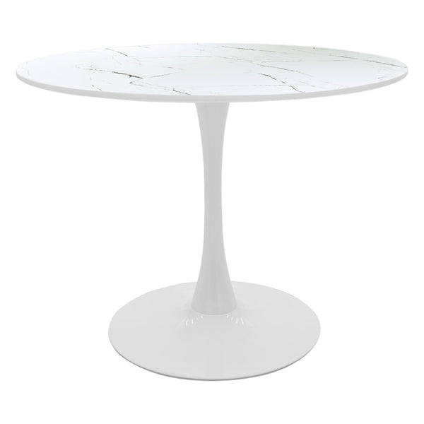 Mаса mdf BALOU в бяло с мраморна визия d120x76см