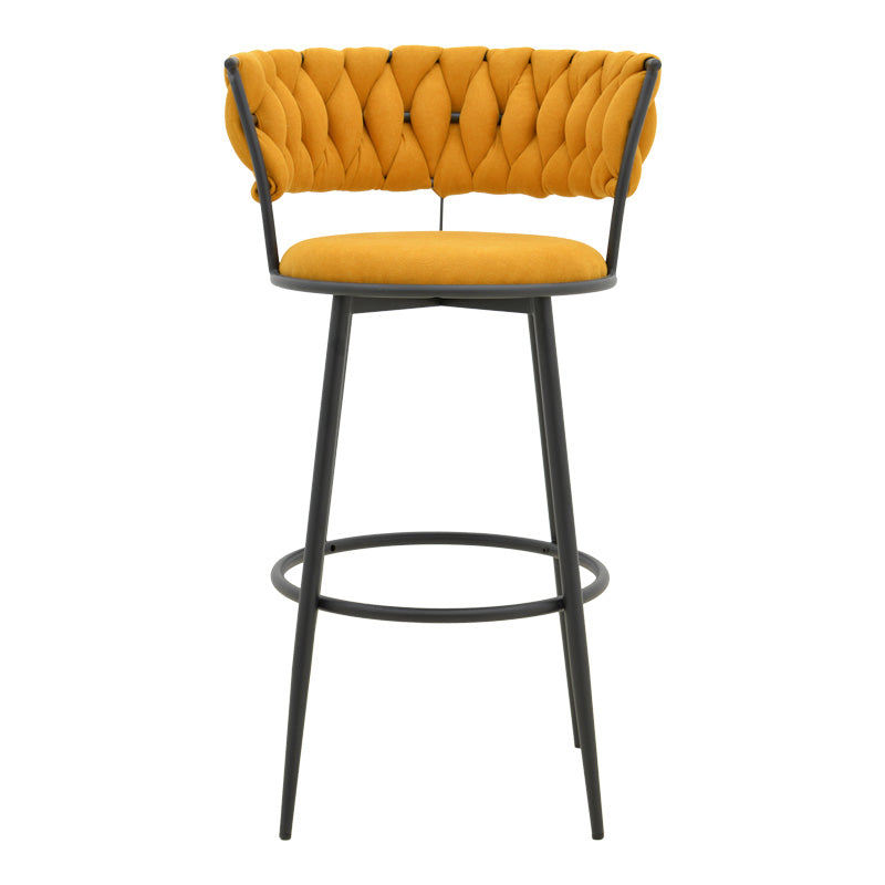 Бар стол Alkia  дамаска в жълт цвят - черен метален крак 50x56x95см