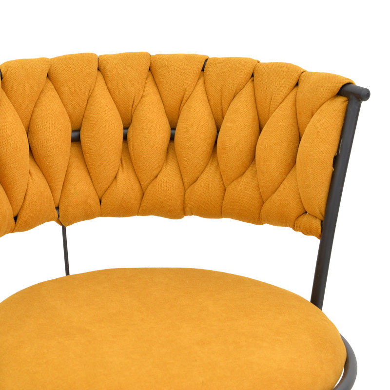 Бар стол Alkia  дамаска в жълт цвят - черен метален крак 50x56x95см