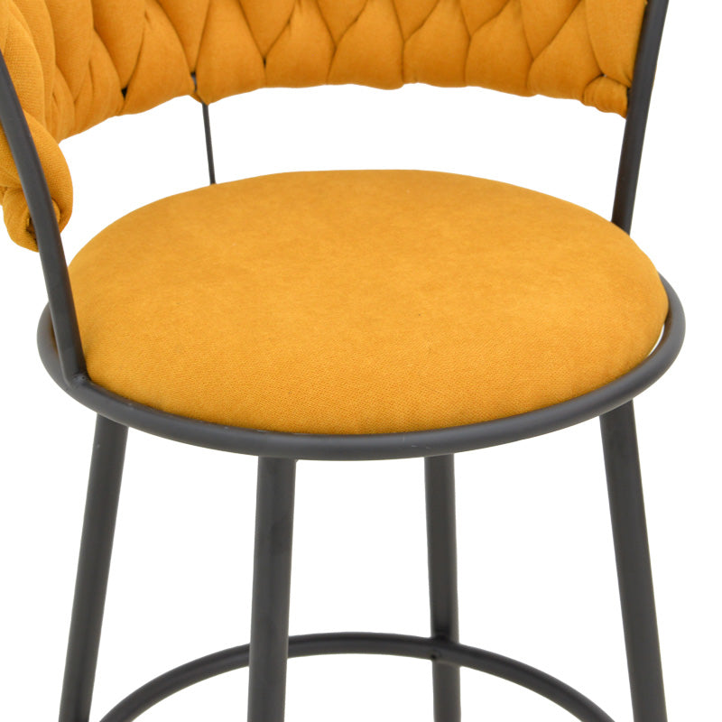 Бар стол Alkia  дамаска в жълт цвят - черен метален крак 50x56x95см