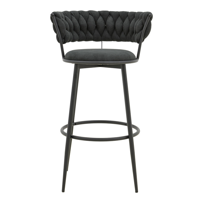 Бар стол Alkia  дамаска в черен цвят - черен метален крак 50x56x95см