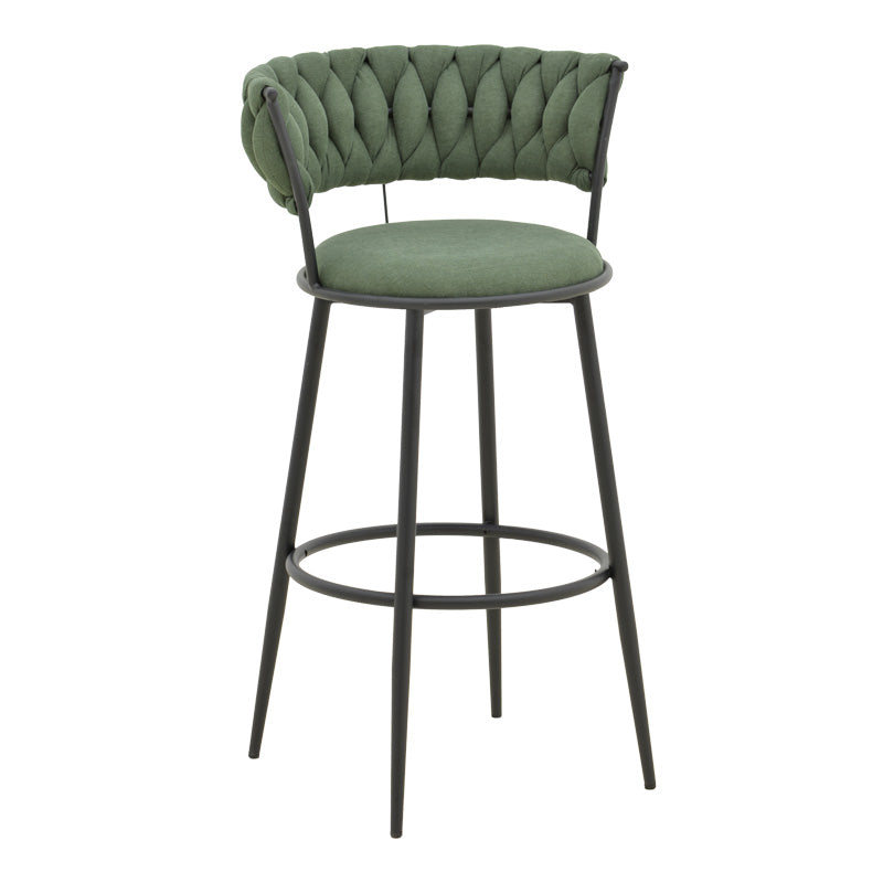 Бар стол Alkia дамаска в цвят kаки - черен метален крак 50x56x95см