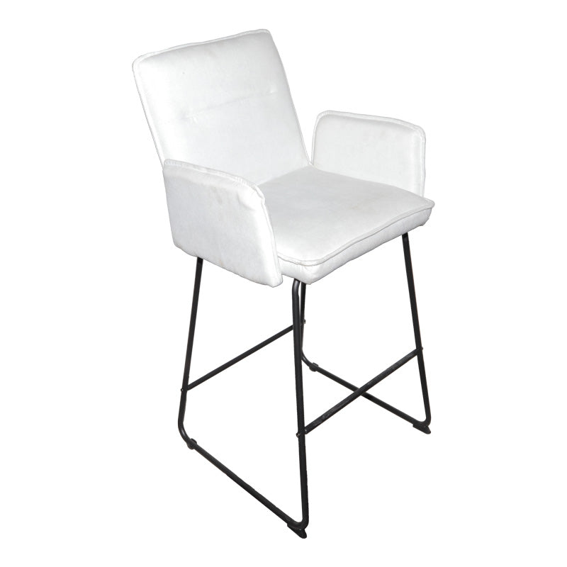 Бар стол ЕSSENTIAL бял плат-черен метален крак 57x64.5x107см