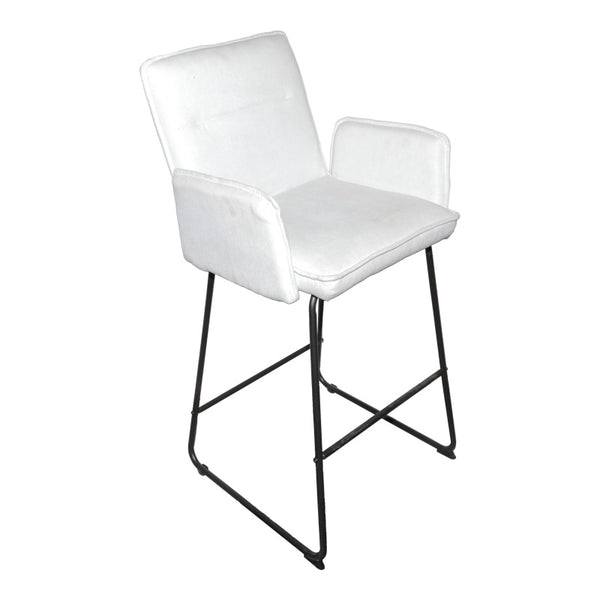 Бар стол ЕSSENTIAL бял плат-черен метален крак 57x64.5x107см