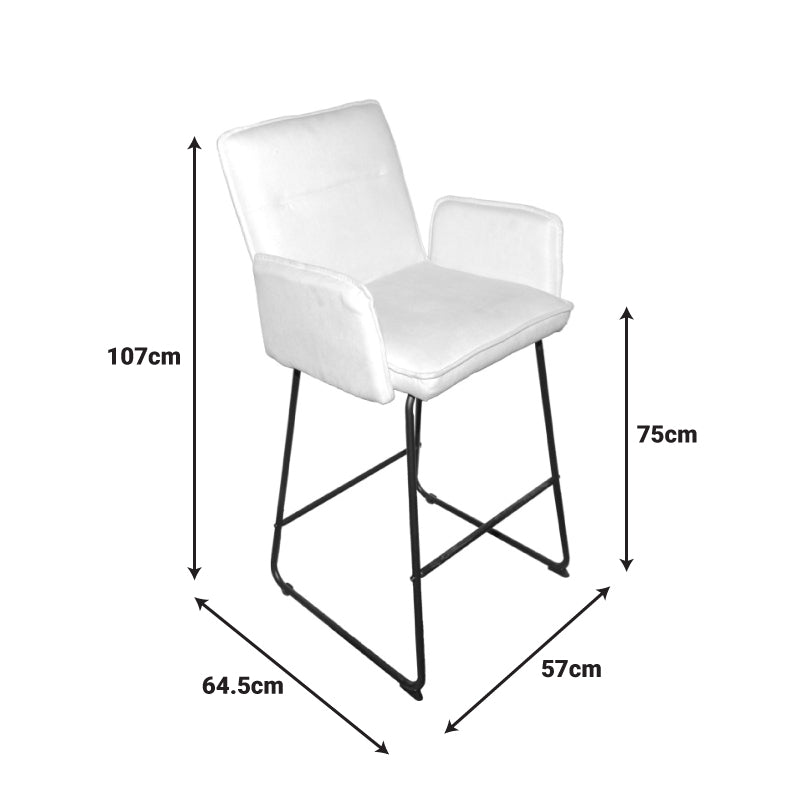 Бар стол ЕSSENTIAL бял плат-черен метален крак 57x64.5x107см