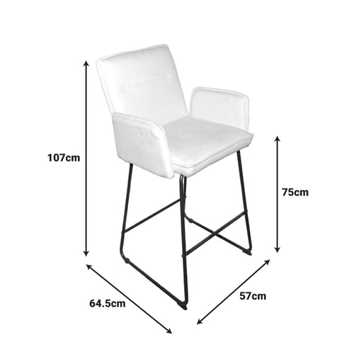 Бар стол ЕSSENTIAL бял плат-черен метален крак 57x64.5x107см