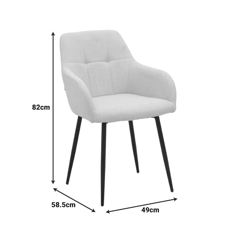 Стол ZEFIA бежов плат - черен метален крак 43x59.5x85см