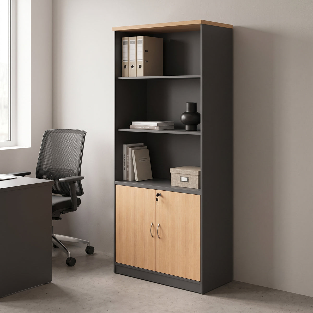 Професионална библиотека FESIALO  естествено-антрацит 80x40x180см