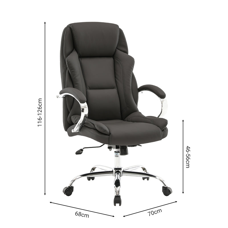 Мениджърски офис стол Verxian черен pu 70x68x116см