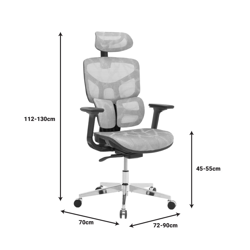 Директорски офис стол Karlo бяло-черен мрежест плат 72x70x112см