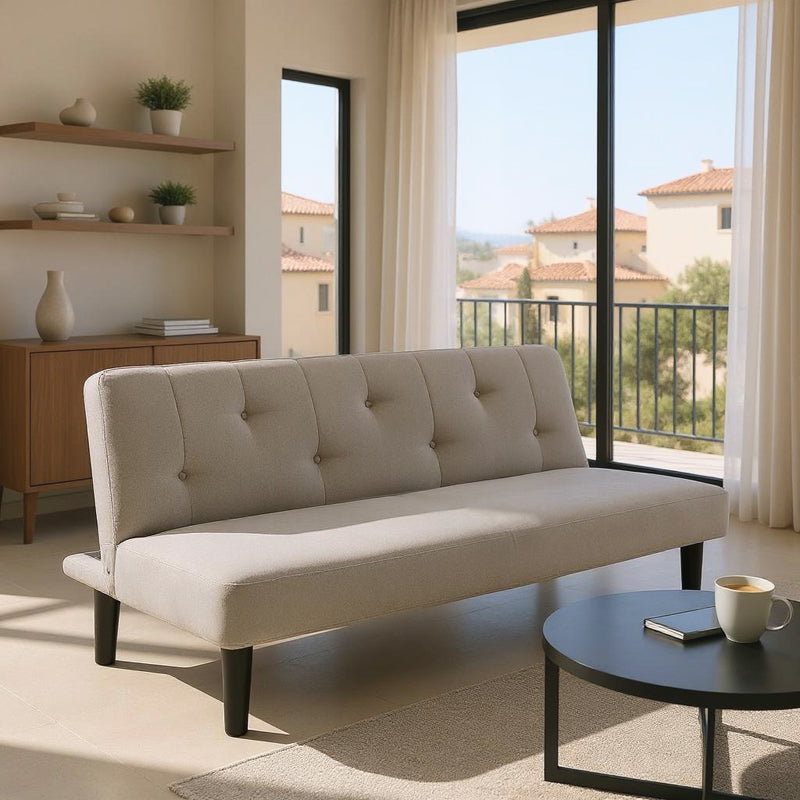 Разтегателен диван Breathe плат сив 167x77x73 см