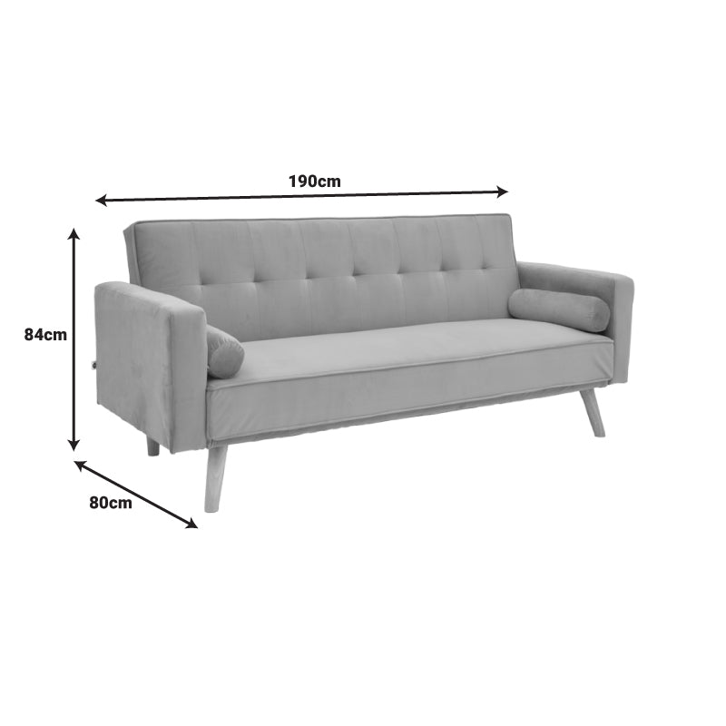 Разтегателен диван Success 3-местен кадифе в цвят антрацит 190x80x84см