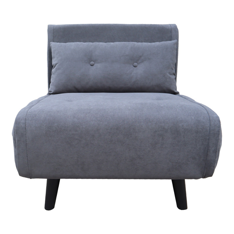 Кресло-легло Josuane антрацитно кадифе и дървен крак в черен нюанс 78x80x81см