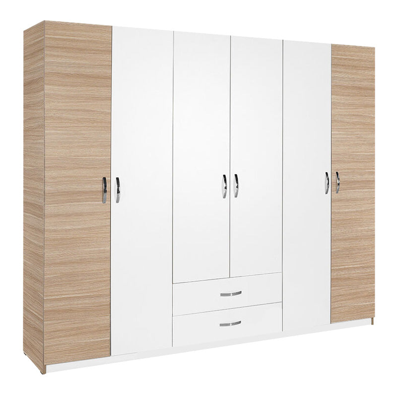 Гардероб Dormie с шест врати и чекмеджета в бяло 206x52x213см