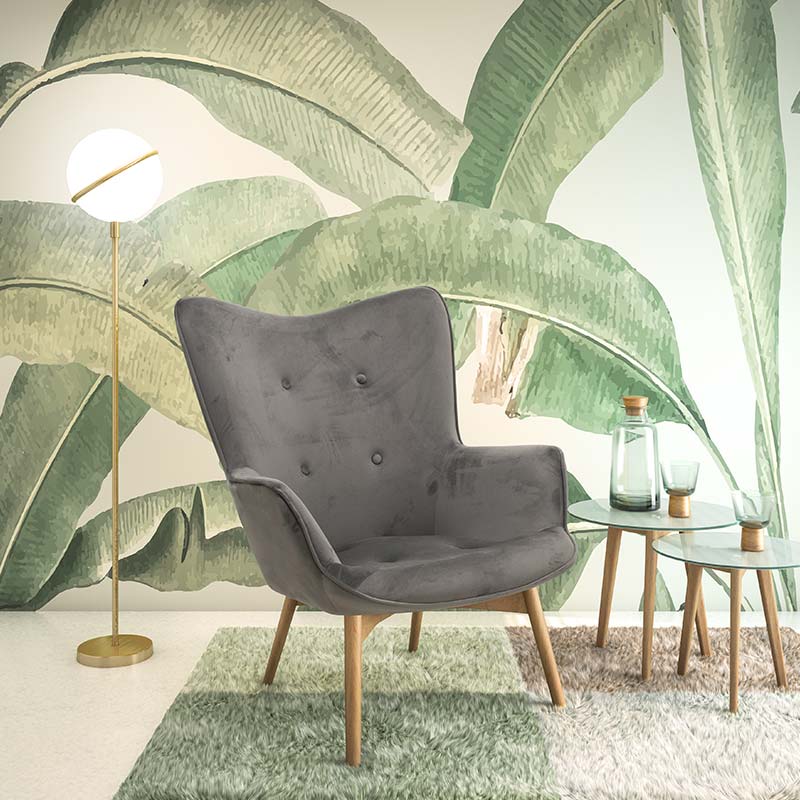 Фотьойл Kido кадифе сребристосив цвят