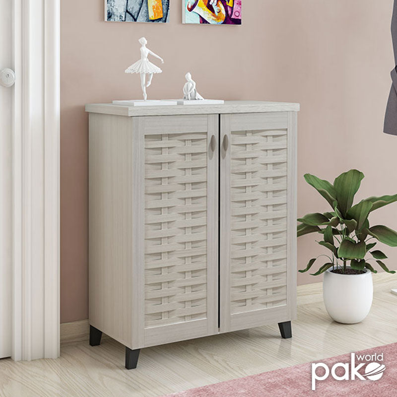 Шкаф за обувки MANTAM 12 чифта бяло-сив 78x40x92 см