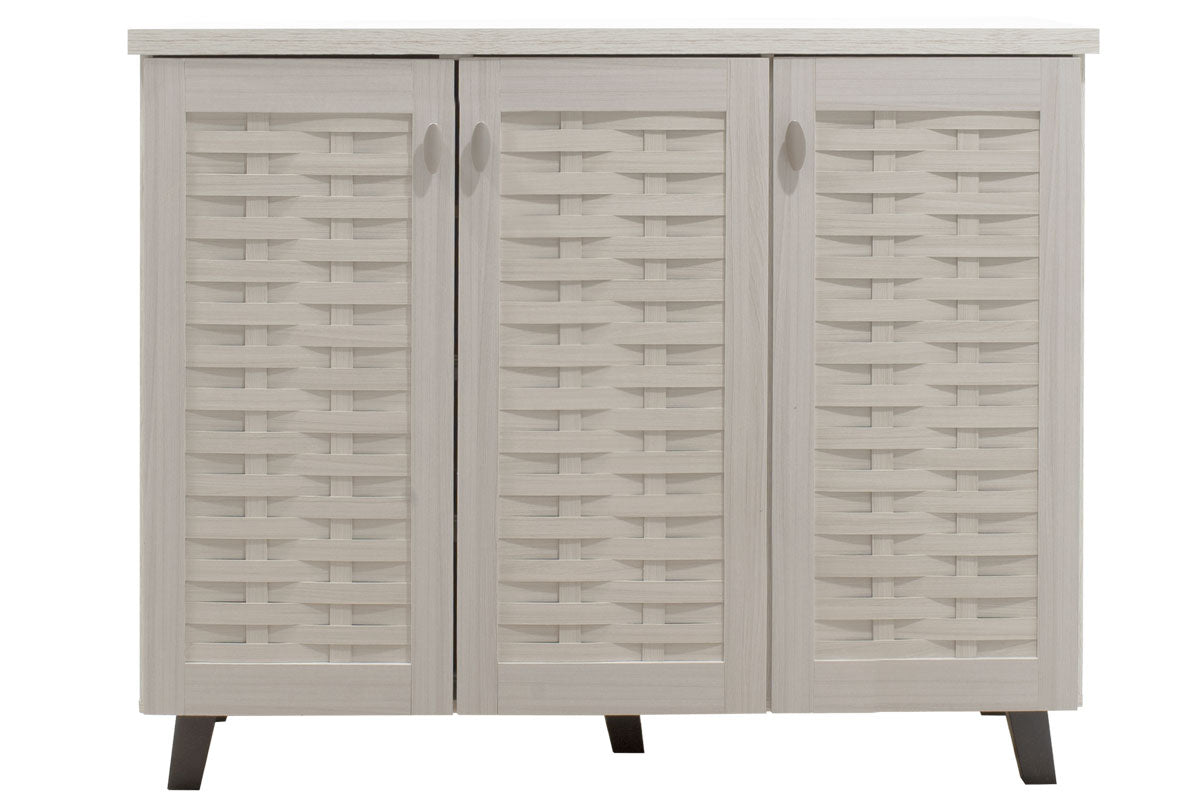 Шкаф за обувки MANTAM 16 чифта бяло-сив 115.5x40x92см