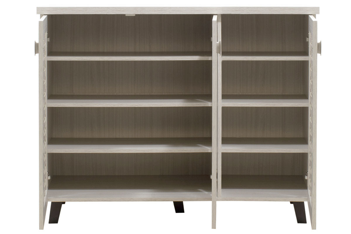 Шкаф за обувки MANTAM 16 чифта бяло-сив 115.5x40x92см