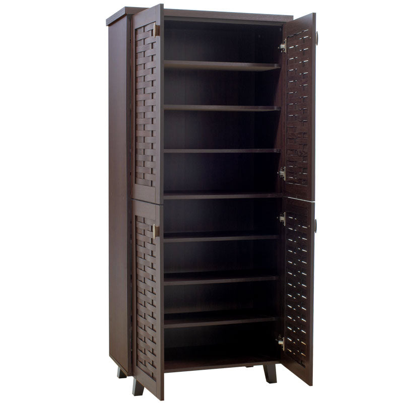 Шкаф за обувки MANTAM с 4 врати за 24 чифта обувки в цвят орех 78x40x170,5см