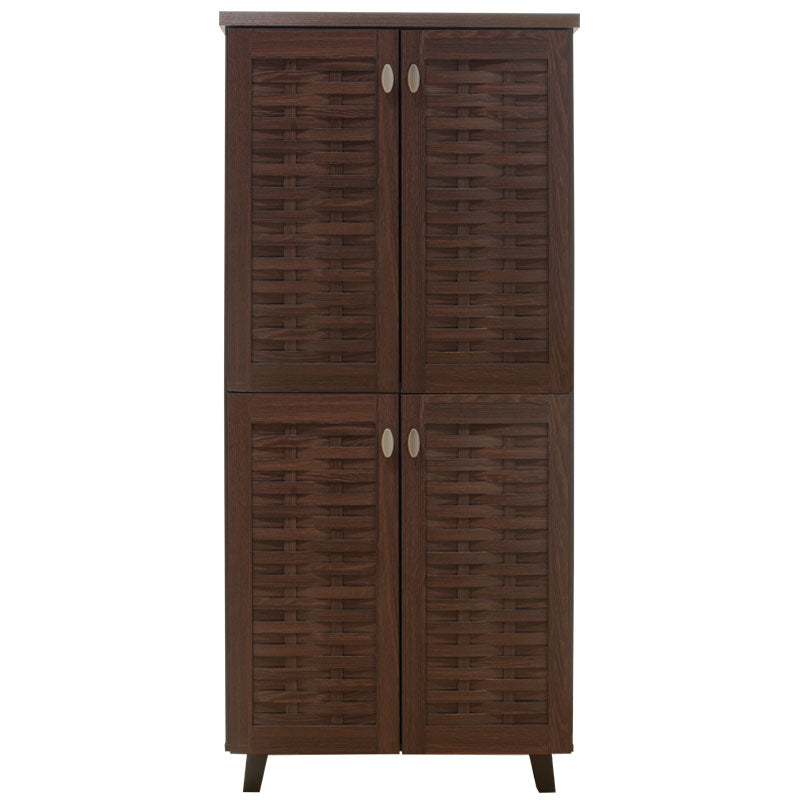 Шкаф за обувки MANTAM с 4 врати за 24 чифта обувки в цвят орех 78x40x170,5см