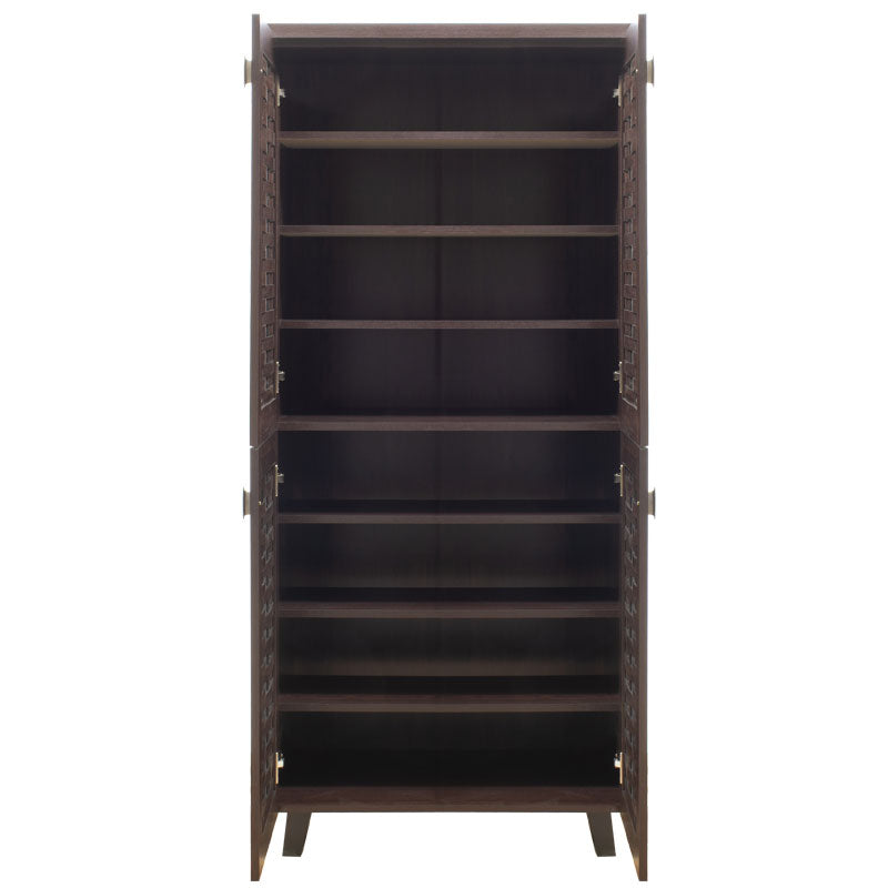 Шкаф за обувки MANTAM с 4 врати за 24 чифта обувки в цвят орех 78x40x170,5см
