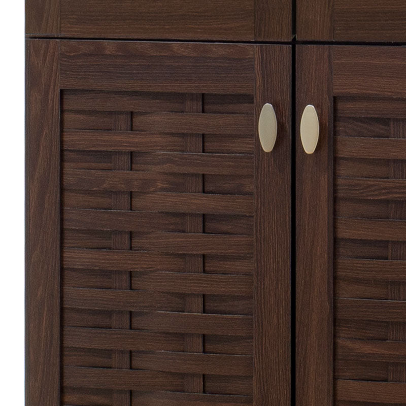 Шкаф за обувки MANTAM с 4 врати за 24 чифта обувки в цвят орех 78x40x170,5см