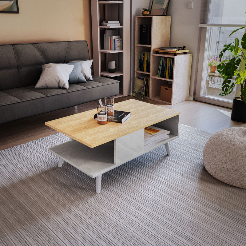 Маса за кафе Moses цвят сонома-бял мрамор 90x54x37.5cm