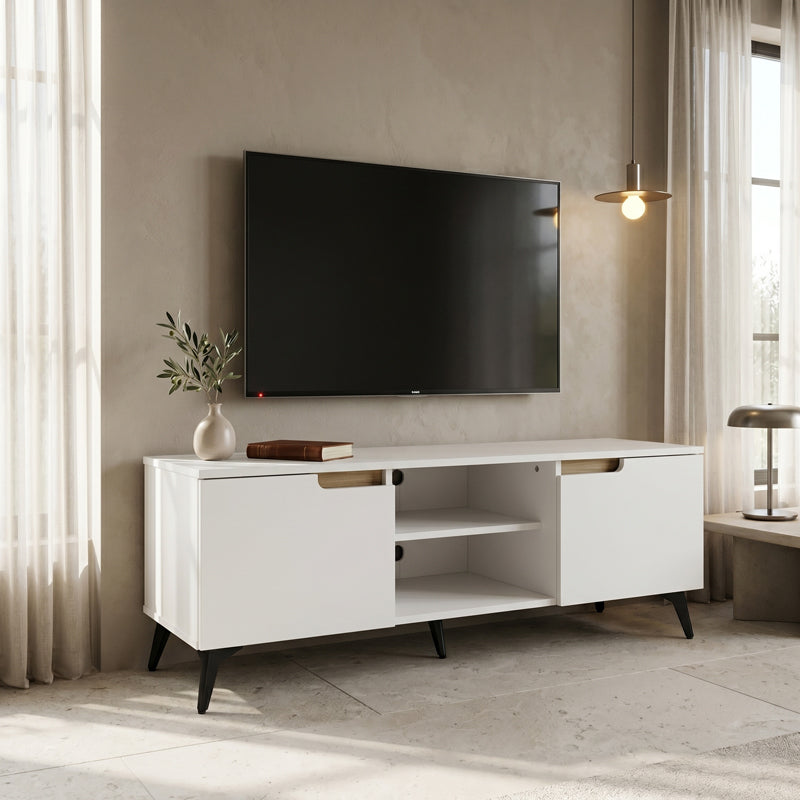 Тв шкаф KEMVIO сонома-бял 120x38x44см