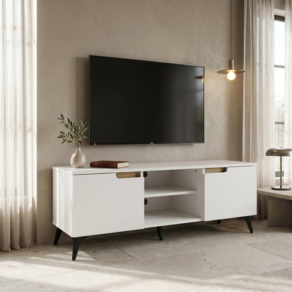 Тв шкаф KEMVIO сонома-бял 120x38x44см