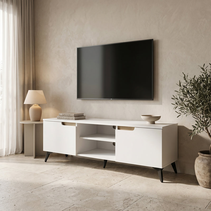 Тв шкаф KEMVIO сонома-бял 150x38x44см