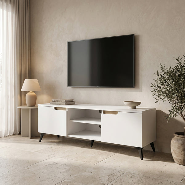 Тв шкаф KEMVIO сонома-бял 150x38x44см
