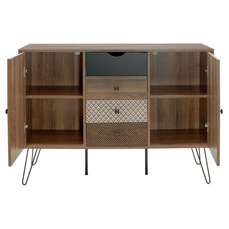 Бюфет Boho с четири чекмеджета в цвят орех 122x39,5x86см