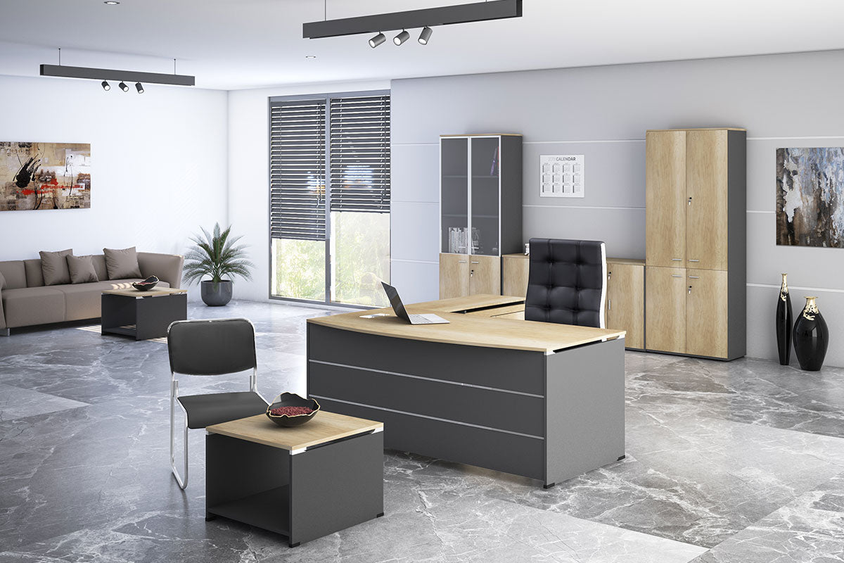 Професионално реверсивно бюро Lotus естествен-антрацит цвят 180x160x75см