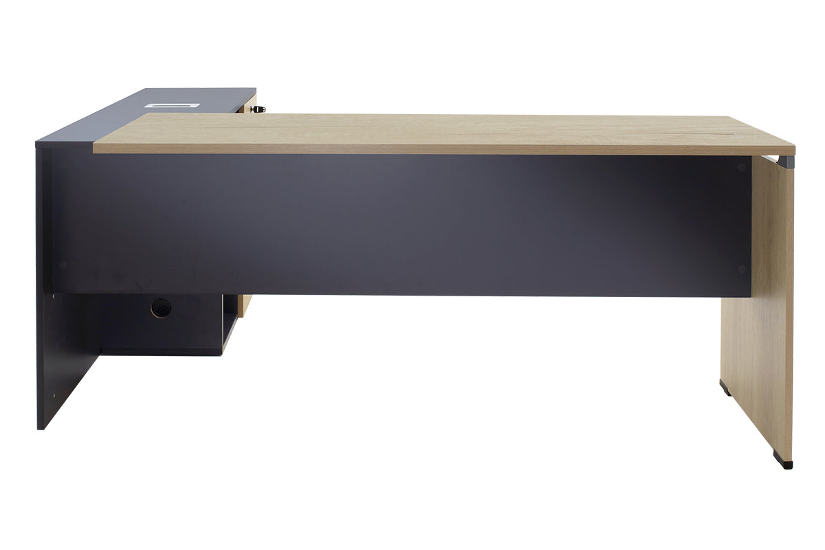 Професионално бюро реверсивно Lotus дъб-тъмно сив цвят 180x160x75см