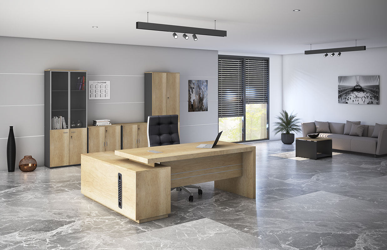 Реверсивно професионално работно бюро Minimal от  в естествен нюанс 200x170x75 см.