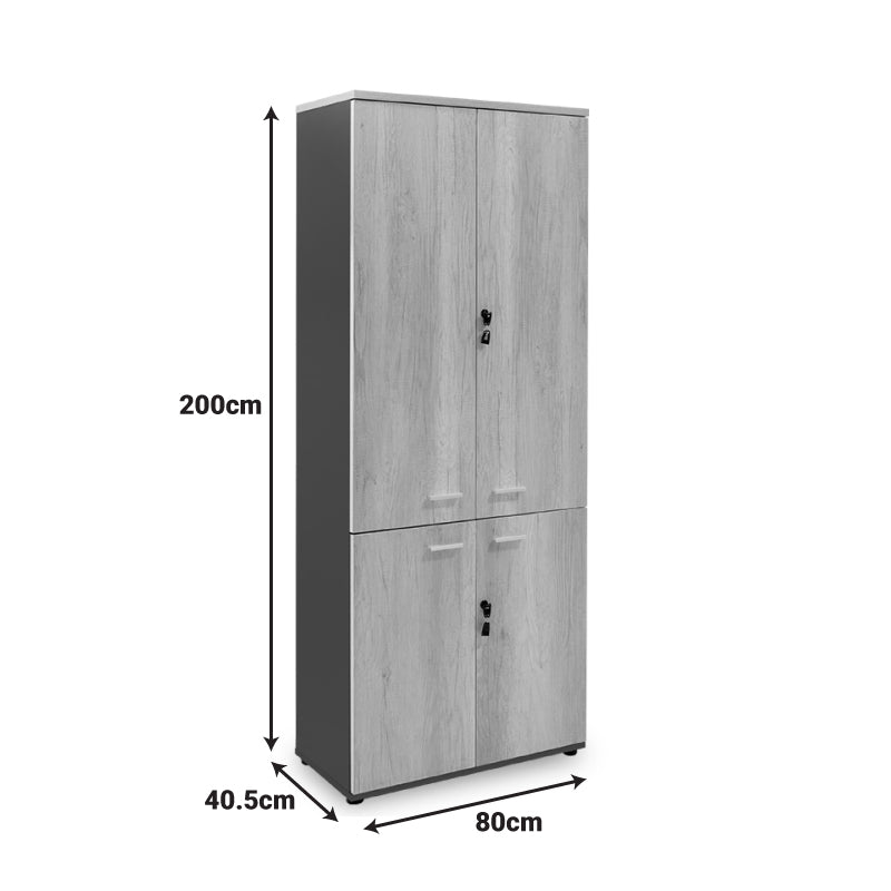 Етажерка с четири дървени врати Lotus в дъб - цвят тъмно сив 80x40,5x200см